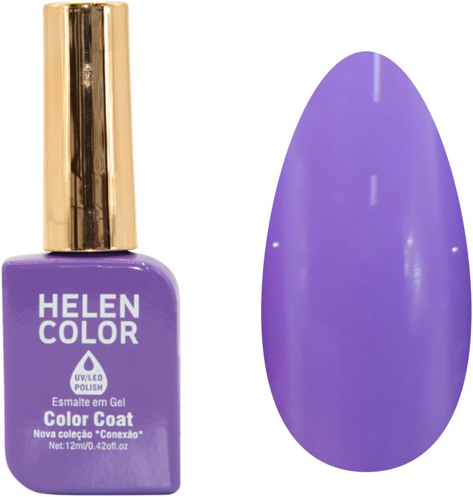 HELEN COLOR Kit 4 Esmaltes em Gel UV/LED, 12ml Cada, Alta Duração, Brilho Intenso, Secagem Rápida, Acabamento Brilhante, 48ml Total (Roxo)