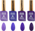 HELEN COLOR Kit 4 Esmaltes em Gel UV/LED, 12ml Cada, Alta Duração, Brilho Intenso, Secagem Rápida, Acabamento Brilhante, 48ml Total (Roxo)